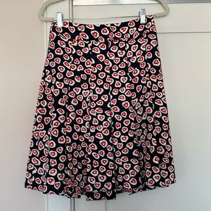 J.Crew heart print pleated skirt - size 6